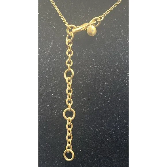 Signed J.Crew  Necklace Gold-Tone Rhinestone Elephant Trunk Up Pendant 28 +3" - Picture 5 of 13